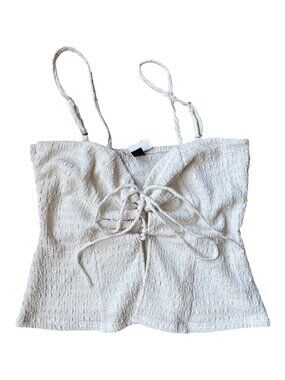 NWT - Windsor tie-front crop spaghetti strap tank in cream / ivory - size M